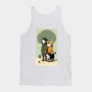 Whiskered Whimsy: Cats in Human Guise Tank Top